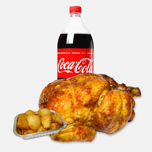 Pollo a l'ast con Coca Cola y Patatas